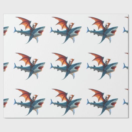 Man-Bat Riding Beängstigend Shark Thunder_Cove Geschenkpapier (Flach)