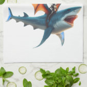 Man-Bat Riding Beängstigend Shark Thunder_Cove Geschirrtuch (Gefaltet)