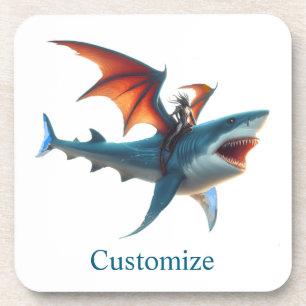Man-Bat Riding Beängstigend Shark Thunder_Cove Getränkeuntersetzer