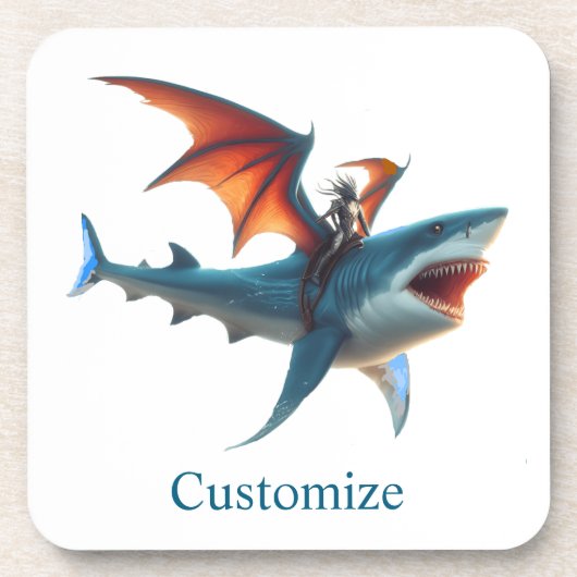 Man-Bat Riding Beängstigend Shark Thunder_Cove Getränkeuntersetzer (Vorderseite)