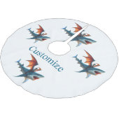 Man-Bat Riding Beängstigend Shark Thunder_Cove Polyester Weihnachtsbaumdecke (Schrägansicht)