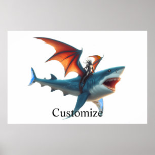 Man-Bat Riding Beängstigend Shark Thunder_Cove Poster