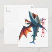 Man-Bat Riding Beängstigend Shark Thunder_Cove Postkarte (Vorne/Hinten)