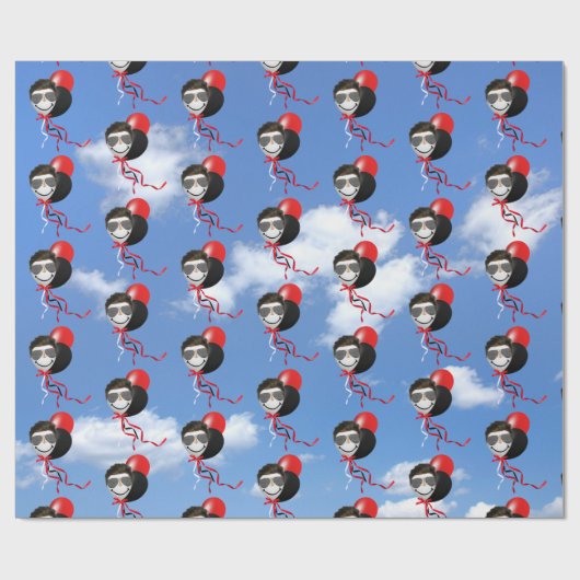 Man Birthday Balloons in Sky Geschenkpapier (Flach)