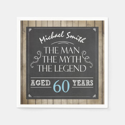 Man Birthday Man Myth Legend Napkins Rustikales Er Serviette (Vorderseite)