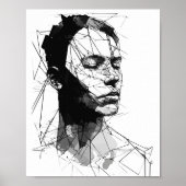 Man Black and White Line Art Poster (Vorne)