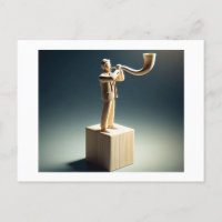 Man Blows Shofar scheint aus Holz gemacht zu werde