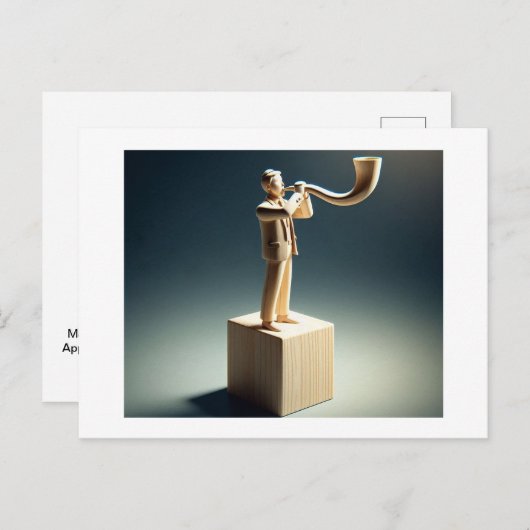 Man Blows Shofar scheint aus Holz gemacht zu werde Postkarte (Vorne/Hinten)