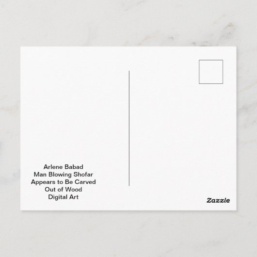 Man Blows Shofar scheint aus Holz gemacht zu werde Postkarte (Rückseite)