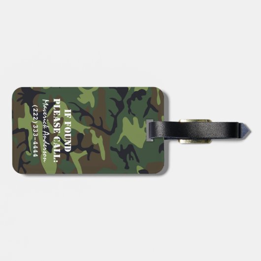 Man Camouflage Monogram Travel Gepäckanhänger (Rückseite horizontal)