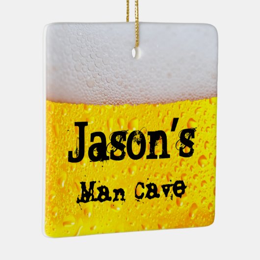 Man Cave Frothy Beer Funny Drink Keramikornament (Rechts)