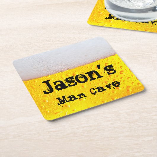 Man Cave Funny Frothy Beer Geben Sie Ihren eigenen Rechteckiger Pappuntersetzer (angewinkelt)