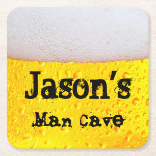 Man Cave Funny Frothy Beer Geben Sie Ihren eigenen Rechteckiger Pappuntersetzer