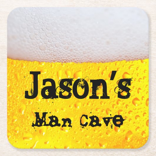 Man Cave Funny Frothy Beer Geben Sie Ihren eigenen Rechteckiger Pappuntersetzer (Vorderseite)