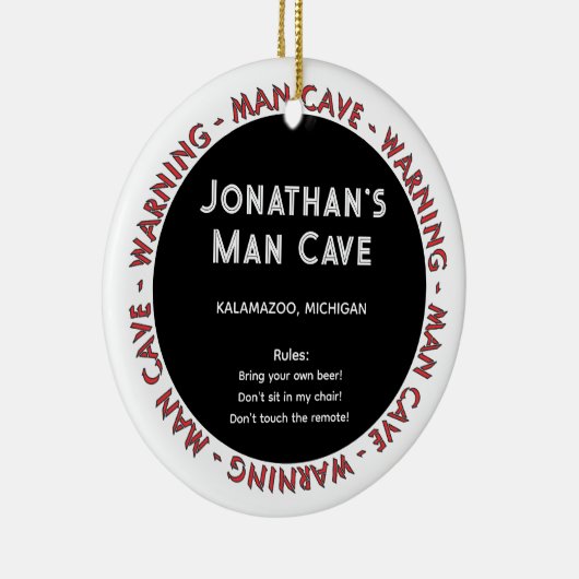 Man Cave Funny Warnungen & Rules Weihnachtsschmuck (Rechts)