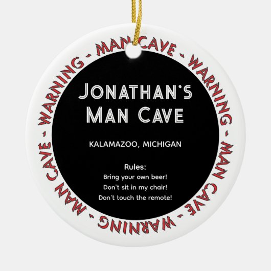 Man Cave Funny Warnungen & Rules Weihnachtsschmuck (Vorne)