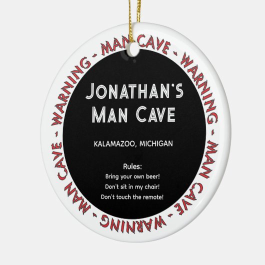 Man Cave Funny Warnungen & Rules Weihnachtsschmuck (Links)