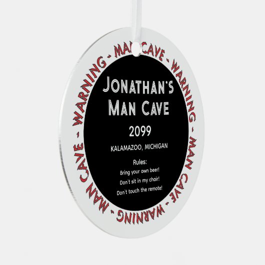 Man Cave Funny Warnungen & Rules Weihnachtsschmuck (Vorderseite Rechts)