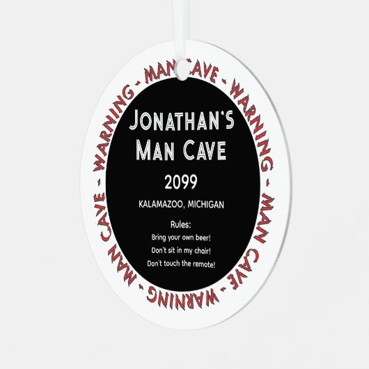 Man Cave Funny Warnungen & Rules Weihnachtsschmuck (Vorderseite links)