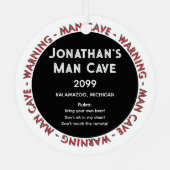 Man Cave Funny Warnungen & Rules Weihnachtsschmuck (Rückseite)