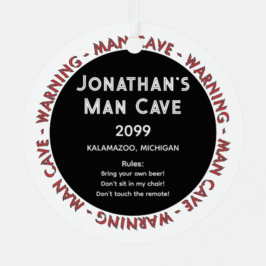 Man Cave Funny Warnungen & Rules Weihnachtsschmuck (Rückseite)