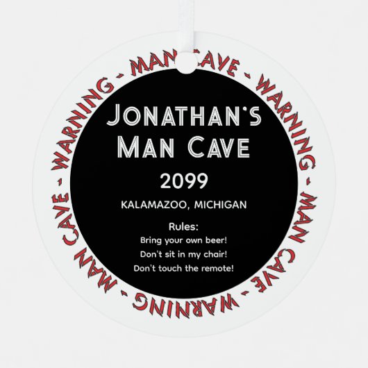 Man Cave Funny Warnungen & Rules Weihnachtsschmuck (Vorderseite)