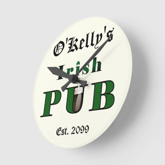 Man Cave Irish Pub Bar Tavern Wall Clock Runde Wanduhr (Winkel)