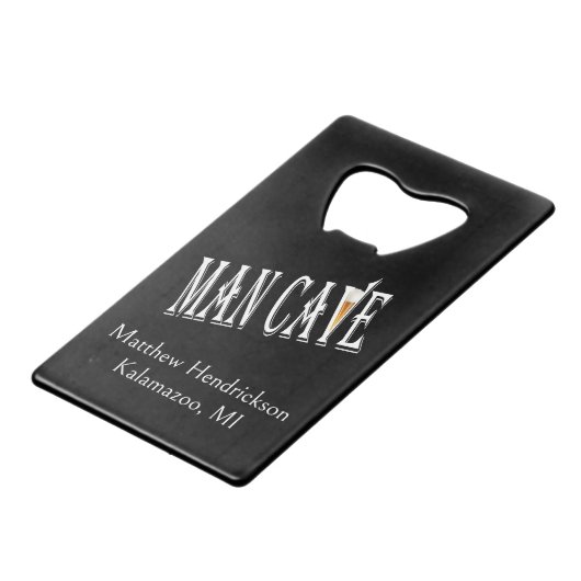 Man Cave Personalisiert Bottle Opener Geldbeutel Flaschenöffner (Rückseite Schrägansicht)
