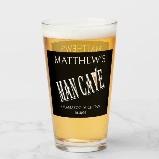 Man Cave Pub Pint Beer Soda Glasses Trinkbehälter Glas (Vorne (Gefüllt))