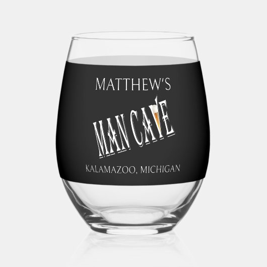 Man Cave Pub Stemless Wine Glasses Trinkbehälter Weinglas Ohne Stiel (Vorderseite)