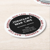 Man Cave Round Untersetzer Funny Alert & Rules (Angewinkelt)