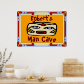 Man Cave Sign (Name bearbeiten) Poster (Küche)