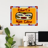 Man Cave Sign (Name bearbeiten) Poster (Heimbüro)