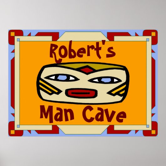 Man Cave Sign (Name bearbeiten) Poster (Vorne)