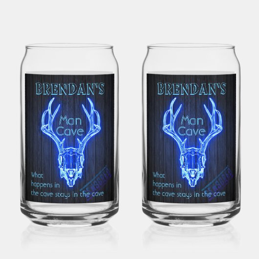 Man Cave Sign Neon Deer Antlers Cool Dosenglas (Vorderseite)