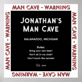 Man Cave Sign Warnung w Rules Poster