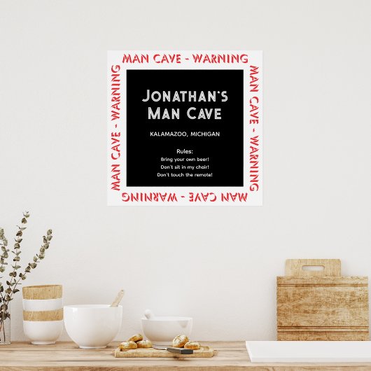 Man Cave Sign Warnungen & Rules Poster (Küche)