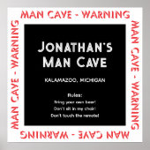 Man Cave Sign Warnungen & Rules Poster (Vorne)