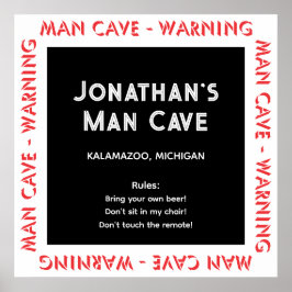 Man Cave Sign Warnungen & Rules Poster