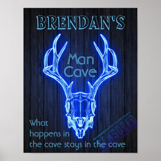 Man Cave signiert Neon Deer Antlers Cool Poster (Vorne)