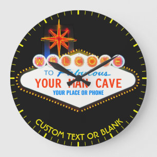 Man Cave Your Garage Famous Sign  Custom Name Große Wanduhr