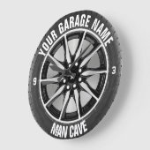 Man Cave Your Garage Reifenrad Individuelle Name Große Wanduhr (Winkel)