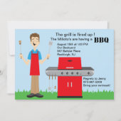 Man Cooking on Grill Barbecue Einladung (Vorderseite)