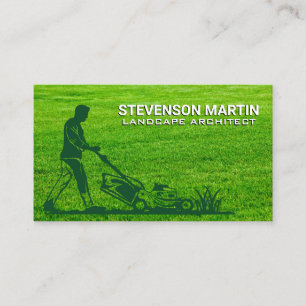 Man Cutting Rasen Grass Business Card Visitenkarte
