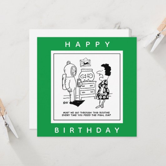 Man Dons Scuba Diving Outfit zum Füttre von Fish C Karte (Vorderseite/Rückseite Beispiel)