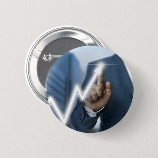 Man draws stock price touchscreen concept button (Vorne & Hinten)