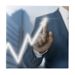 Man draws stock price touchscreen concept fliese