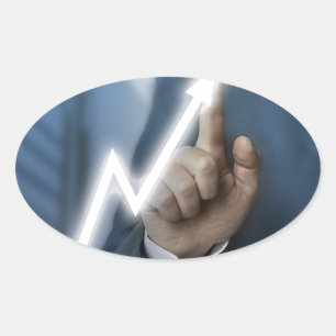 Man draws stock price touchscreen concept ovaler aufkleber