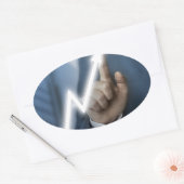 Man draws stock price touchscreen concept ovaler aufkleber (Umschlag)
