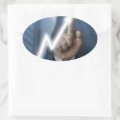Man draws stock price touchscreen concept ovaler aufkleber (Tasche)